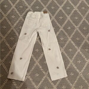 Abercrombie Kids, 11/12, white jeans, embroidered flowers, HighRise, wide legged